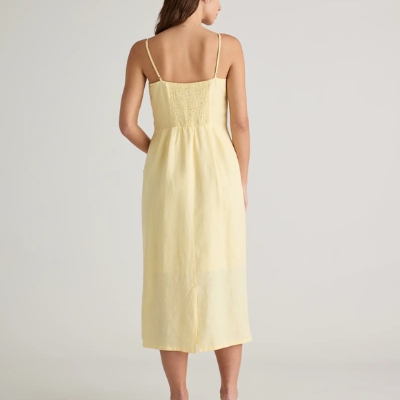 Quince Yellow Midi Dress with Elegant Design 100% Linen - Picture 2 of 6